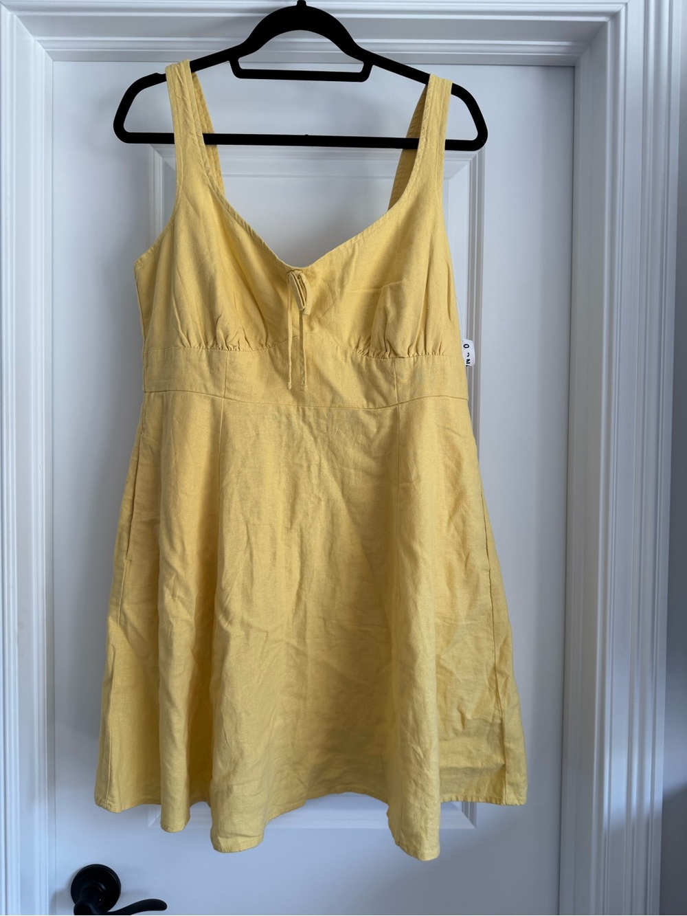 NWT Old Navy Linen Blend Fit & Flare Mini Dress Butter Yellow Size Large